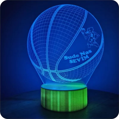 JetJest Kişiye Özel Basketbol Temalı 3D İllüzyon Akrilik RGB Lamba