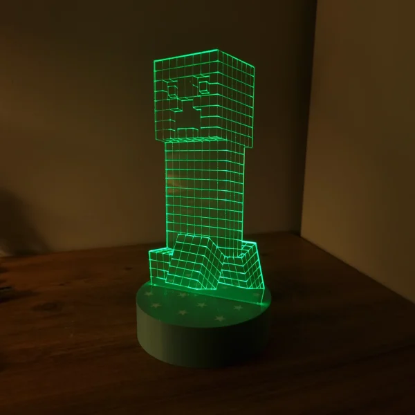 Minecraft Creeper Temalı 3D Gece Lambası – JetJest Özel Tasarım